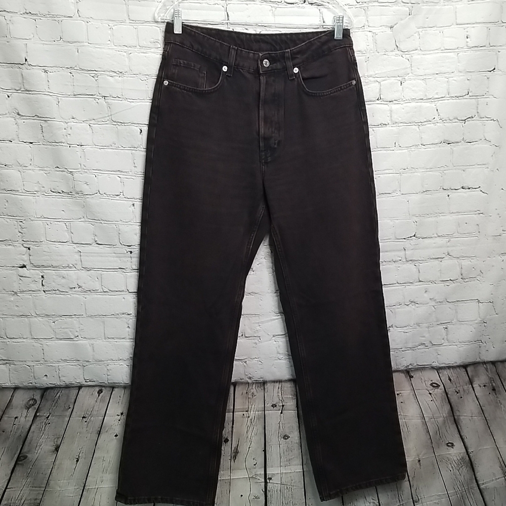 &Denim womens button fly Brown/black Acid Wash jeans Size 6 EUC